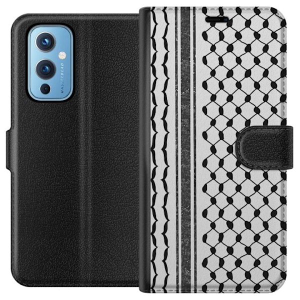 OnePlus 9 Lompakkokotelo Palestiinalainen kuvio - perinteiseen tyyliin inspiroima keffiyeh-kangas