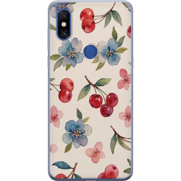 Xiaomi Mi Mix 3 Genomskinligt Skal Bär & Blommor – mönster med blå blommor och skogsbär