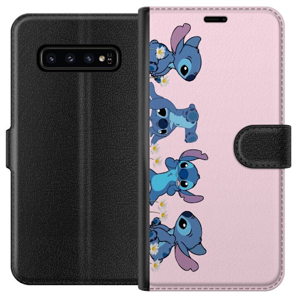 Samsung Galaxy S10 Tegnebogsetui  Stitch Grin & Leg – Perfekt til Telefoncovers eller Plakater