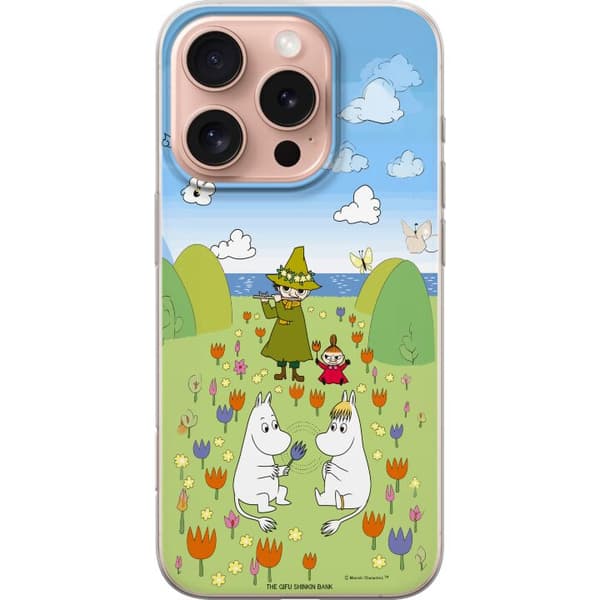 Kompatibelt Mobildeksel til Apple iPhone 16 Pro Mumin i blomsteräng grønn