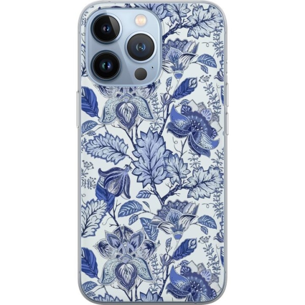 Apple iPhone 13 Pro Gennemsigtig cover Blomster Blå...