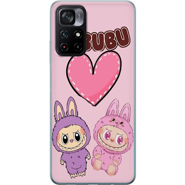 Xiaomi Poco M4 Pro 5G Gennemsigtig cover Labubu Pink Monster