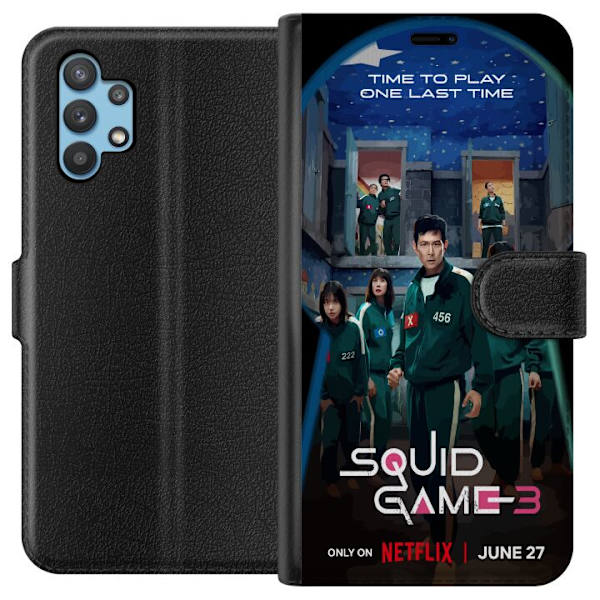 Samsung Galaxy A32 5G Plånboksfodral Squid Game Säsong 3 Seriefigurer Populärt TV Serie Motiv Ikoner Spänning Drama Asiatisk Design Trend