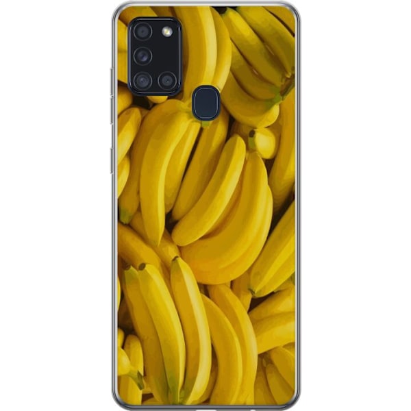 Samsung Galaxy A21s Genomskinligt Skal Banana Pattern – lekfullt mönster med gula bananer