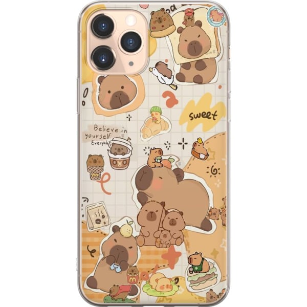 Apple iPhone 11 Pro Genomskinligt Skal Kawaii capybara mobilskal med gulliga djurmotiv