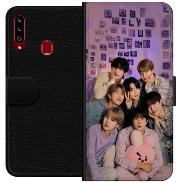 Kompatibel Tegnebogsetui til Samsung Galaxy A20s BTS lilla