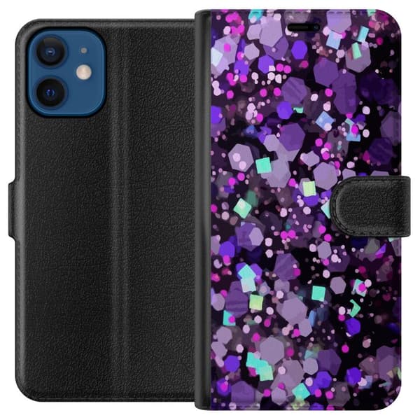 Kompatibelt Plånboksfodral till Apple iPhone 12 Lila Glitter