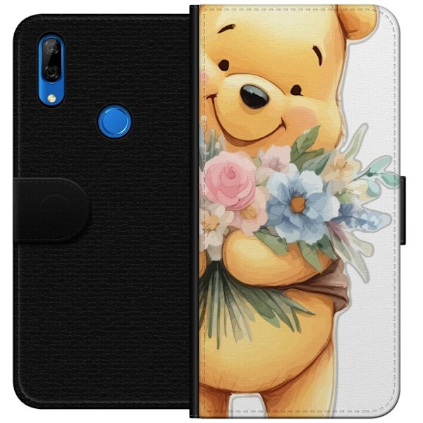 Huawei P Smart Z Tegnebogsetui Nalle Puh med blomster - klassisk børnefavorit i en blomstrende forårs miljø