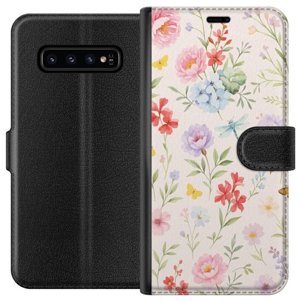 Samsung Galaxy S10 Tegnebogsetui Blomster