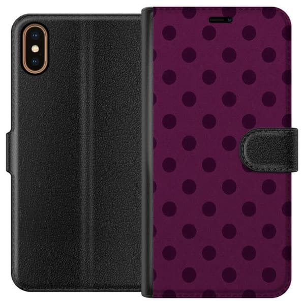 Kompatibelt Plånboksfodral till Apple iPhone XS Plum Pop Dots lila