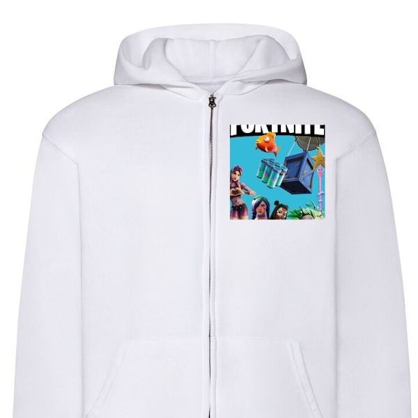 Zip-Hoodie | Huvtröja med Dragkedja för Vuxna Fortnite vit XXL