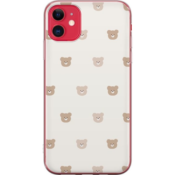 Apple iPhone 11 Genomskinligt Skal Teddy Background – gulliga nallar mot mjuk bakgrund