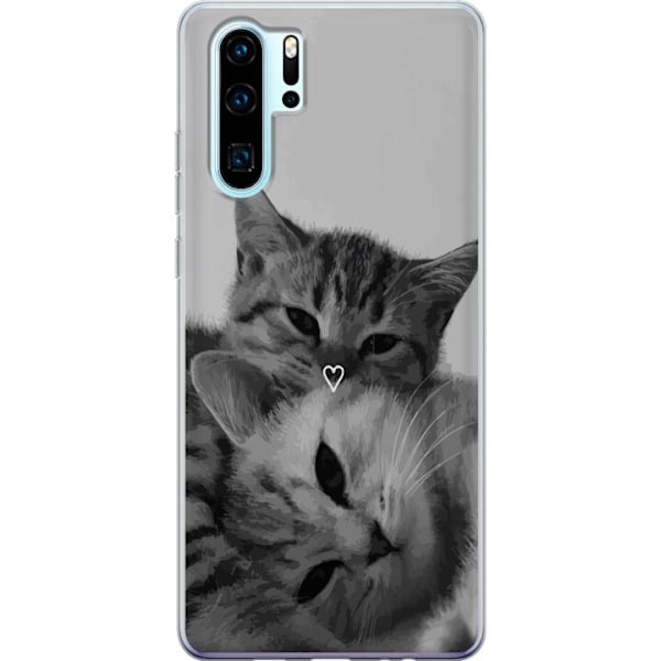 Huawei P30 Pro Läpinäkyvä kuori Kissan Sydän