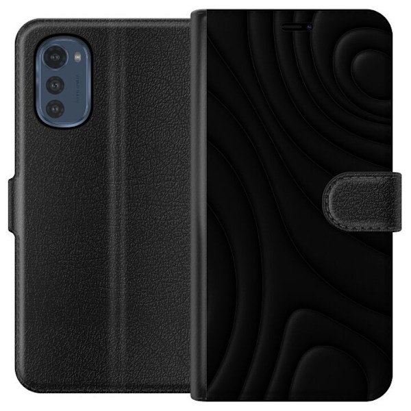 Motorola Moto E32s Tegnebogsetui Sorte Bølger