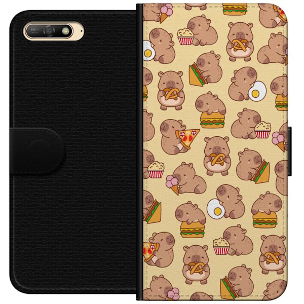 Huawei Y6 (2018) Lompakkokotelo Kawaii capybara puhelinkotelo useilla söpöillä hahmoilla