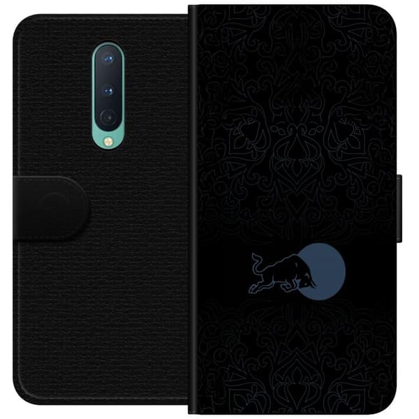Kompatibel Tegnebogsetui til OnePlus 8 Mørk minimalistisk tyr foran fuldmåne sort