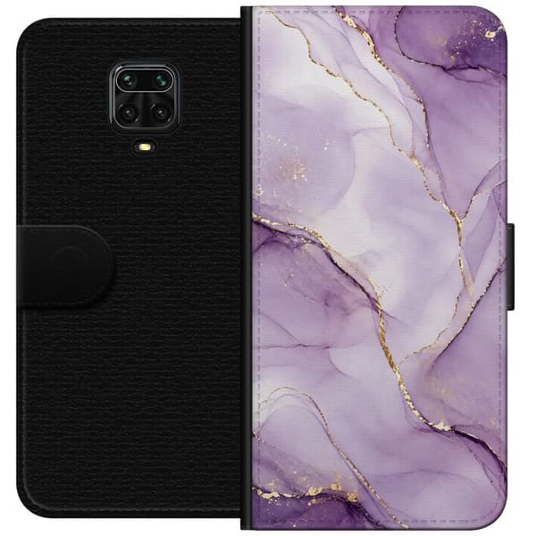 Kompatibel Tegnebogsetui til Xiaomi Redmi Note 9 Pro Syrenlilla guldflow lilla