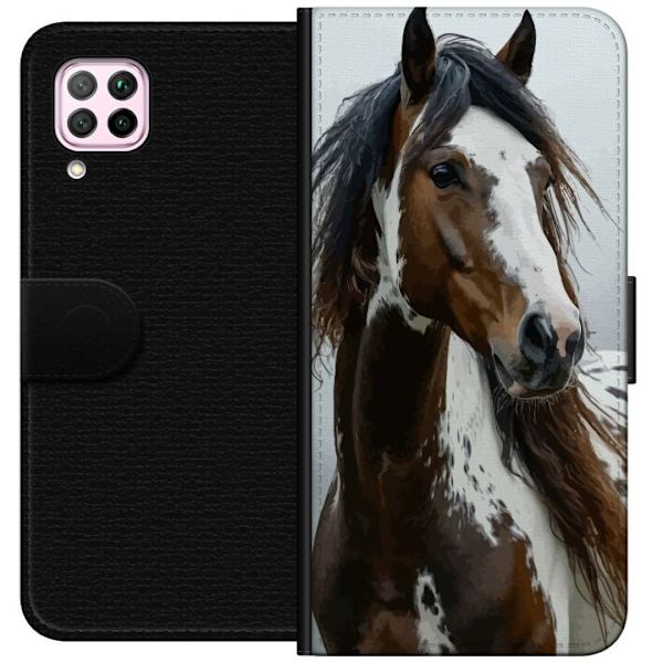 Huawei P40 lite Lompakkokotelo Hevonen Eläimet Aihe Graafinen Suunnittelu Luonto Vahva Aihe Suosittu Taide Eläinten Teema Ratsastus