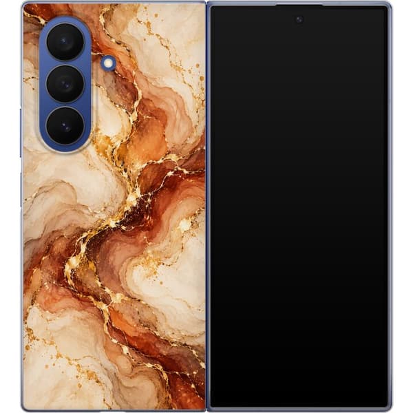 Kompatibelt Mobilskal till Samsung Galaxy Z Fold7 Bronsmarmor beige