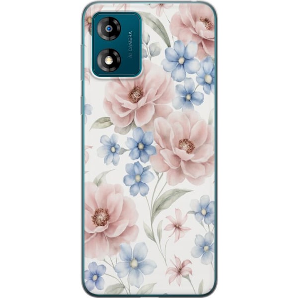 Motorola Moto E13 Gjennomsiktig deksel Romantiske blomster