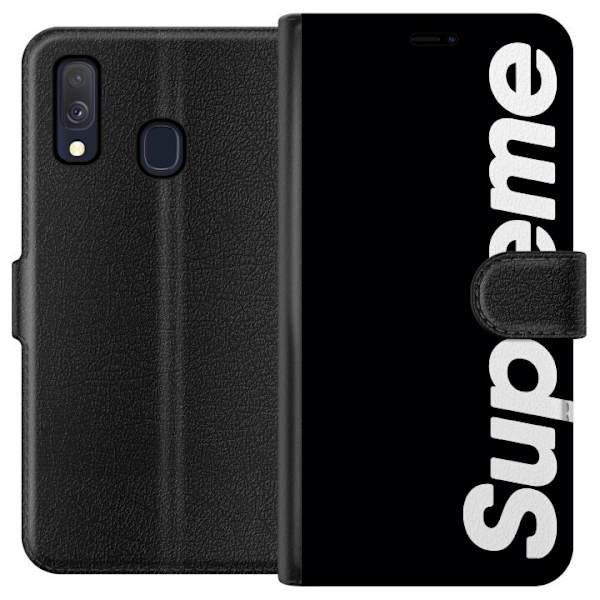 Samsung Galaxy A40 Tegnebogsetui Supreme Sort Hvid Streetwear Design Klassisk Modeikon Trend Urban Stil Grafiskt Motiv Populær