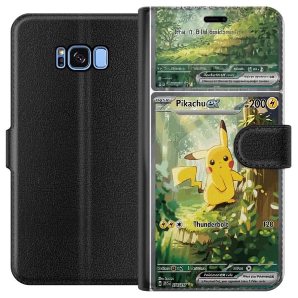 Kompatibel Tegnebogsetui til Samsung Galaxy S8 Pikachu grøn