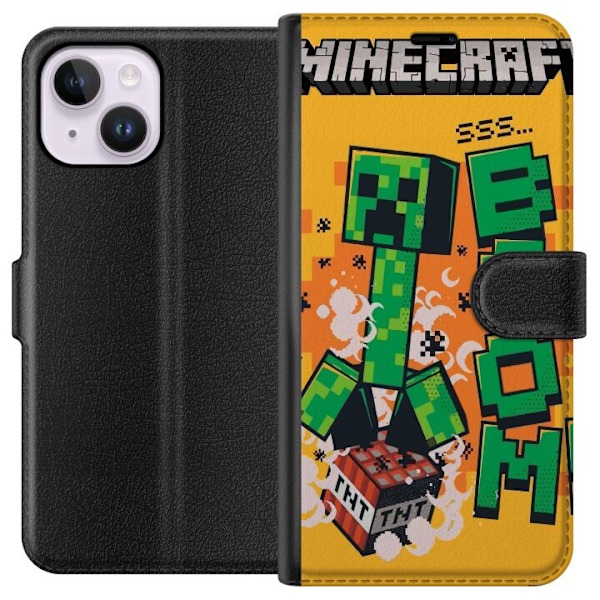 Apple iPhone 15 Plus Plånboksfodral Minecraft Boom
