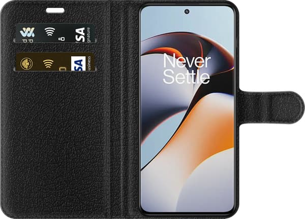 Kompatibel Tegnebogsetui til OnePlus 11R Kronet hjerte - Sort motiv med sort dryppende hjerte med krone. sort