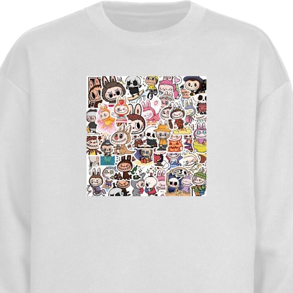 Sweatshirt för Vuxen | Klassisk Collegetröja Labubu All-Stars – POP MART Special vit S