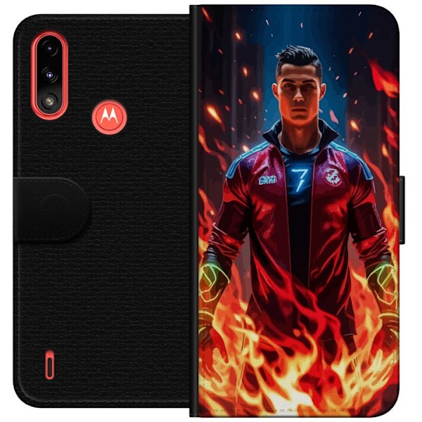 Motorola Moto E7 Power Tegnebogsetui Ronaldo Inferno - fodboldhelt i flammer