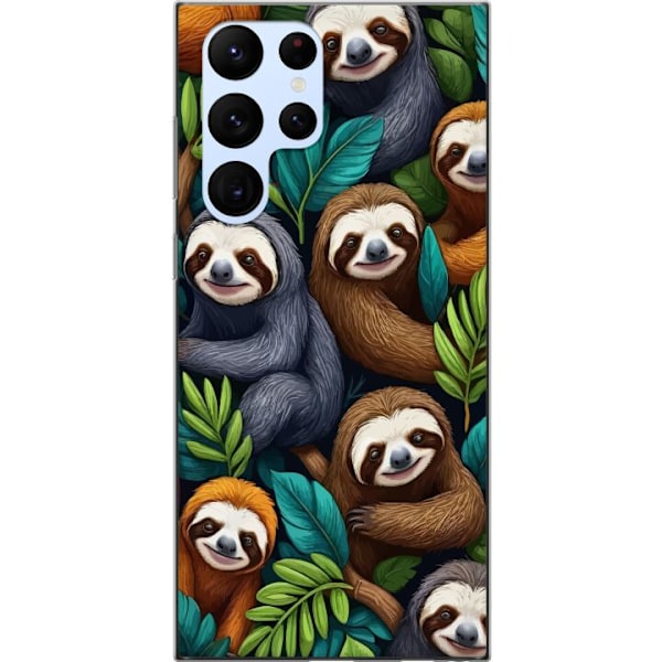 Samsung Galaxy S22 Ultra 5G Gennemsigtig cover Sengångarstil - afslappet motiv med sød dovendyr