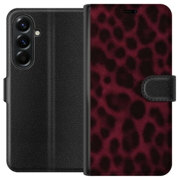 Kompatibel Tegnebogsetui til Samsung Galaxy A37 Vinrød leopard rød
