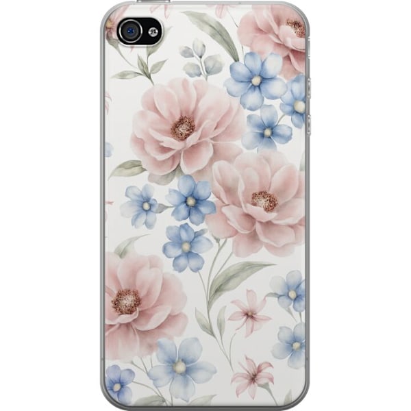 Apple iPhone 4 Genomskinligt Skal Romantiska blommor