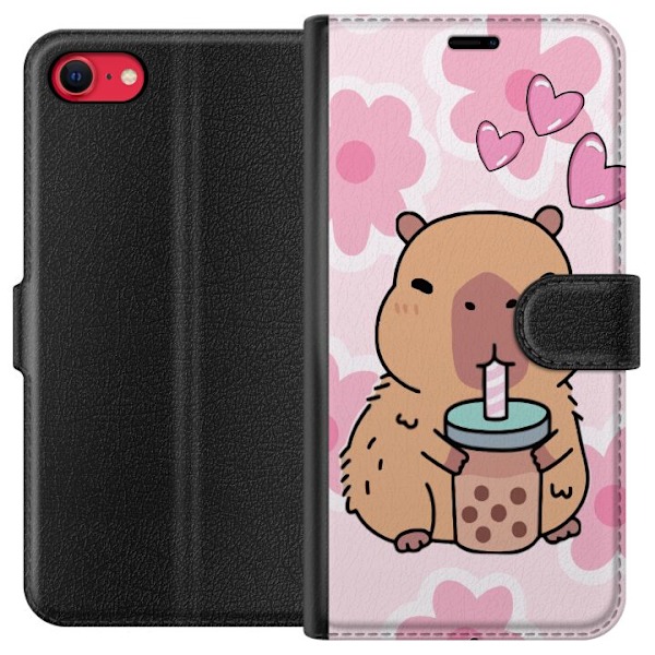 Apple iPhone SE (2020) Lompakkokotelo Kawaii Capybara Sydän A