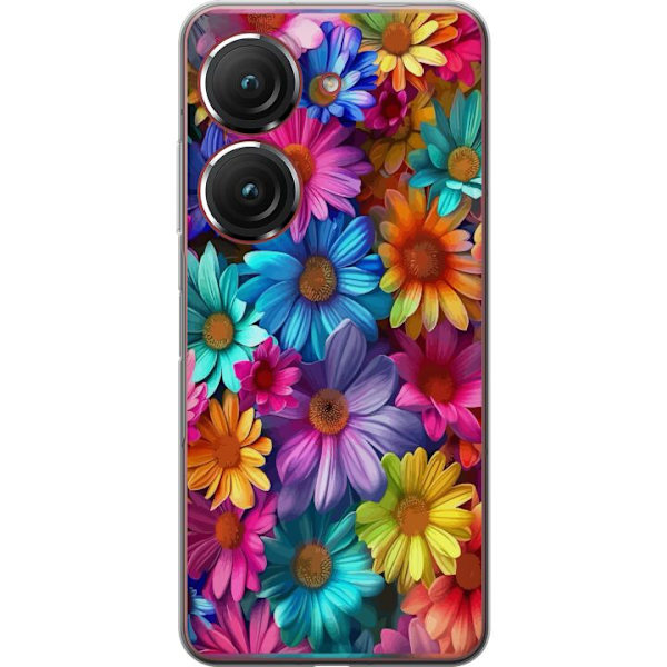 Asus Zenfone 9 Läpinäkyvä kuori Gerbera Kukat Värikäs Koriste Kukka Motiivi Suosittu Kotisisustus Väririkas Seinätaide Suunnittelu