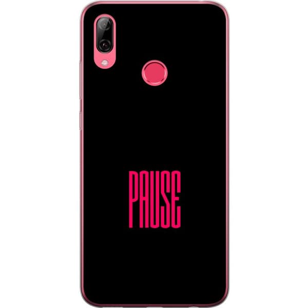 Kompatibelt Mobilskal till Huawei Y7 (2019) Pause text svart