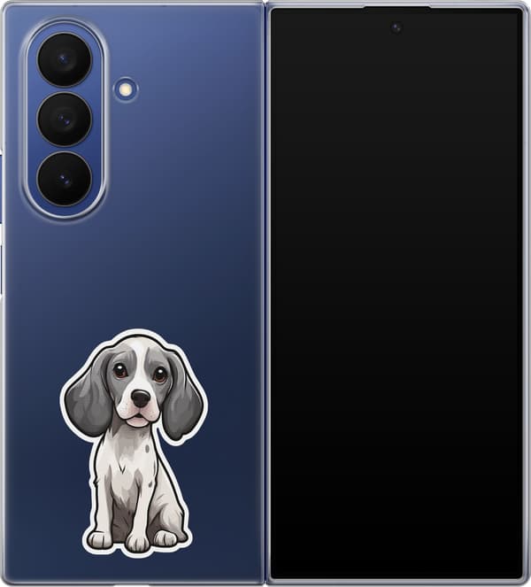 Kompatibelt Mobildeksel til Samsung Galaxy Z Fold7 Gråhvit beaglevalp - Grått motiv med gråhvit beaglevalp. grå