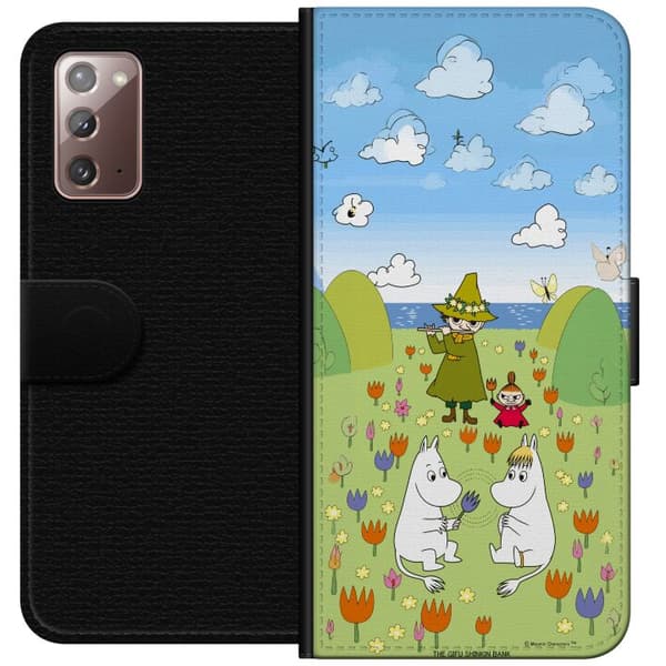 Kompatibel Tegnebogsetui til Samsung Galaxy Note20 Mumin i blomsteräng grøn