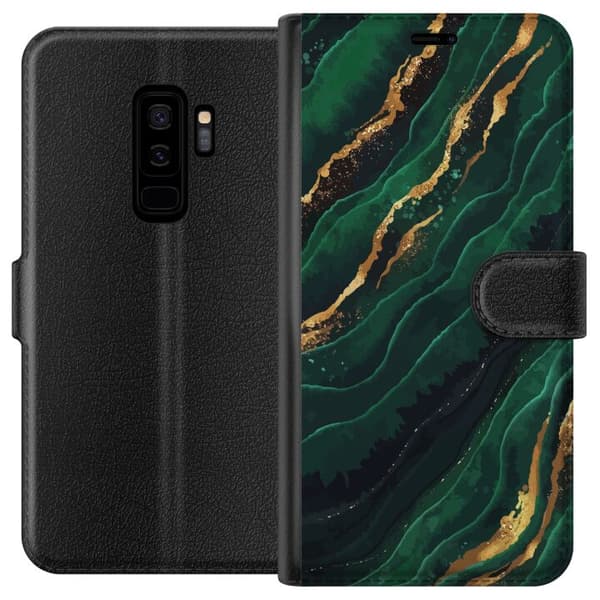 Kompatibel Tegnebogsetui til Samsung Galaxy S9+ Marmor Guld Grøn