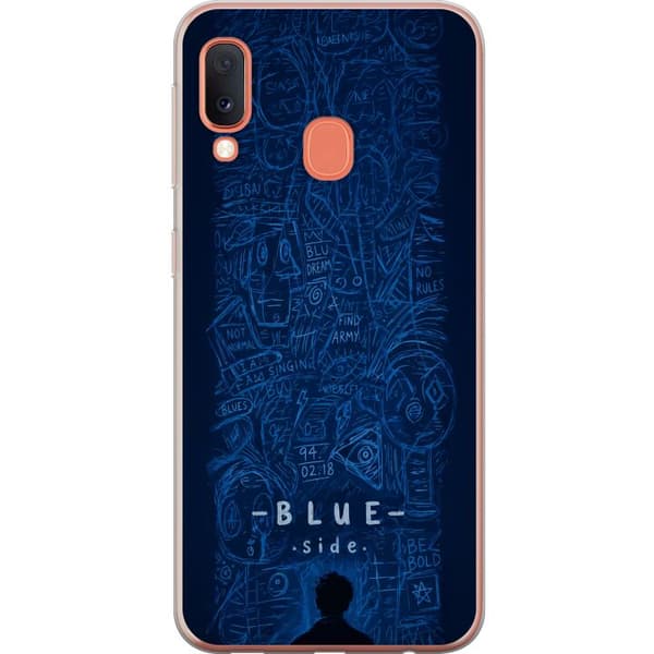 Kompatibelt Mobilskal till Samsung Galaxy A20e Blue Side illustration blå