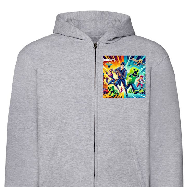 Zip-Hoodie | Huvtröja med Dragkedja för Vuxna Fortnite vs Mi grå S