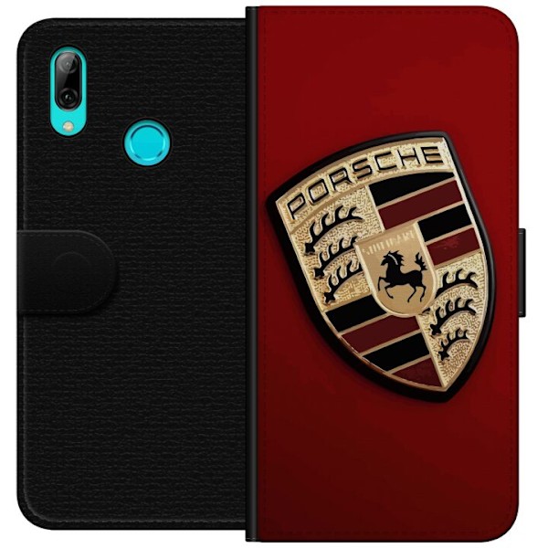 Huawei P smart 2019 Plånboksfodral Mobilskal med stilren Porce logotyp i svartvitt