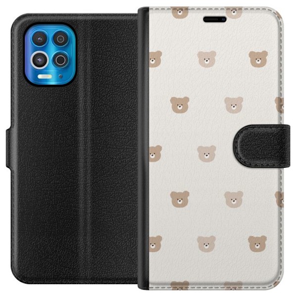 Motorola Edge S Tegnebogsetui Teddybaggrund - søde teddybjørne mod en blød baggrund