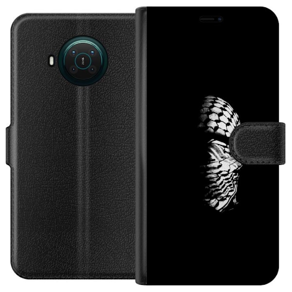 Nokia X10 Tegnebogsetui Keffiyeh-mønster - klassisk sort-hvid palæstinensisk tørklæde med kulturel betydning