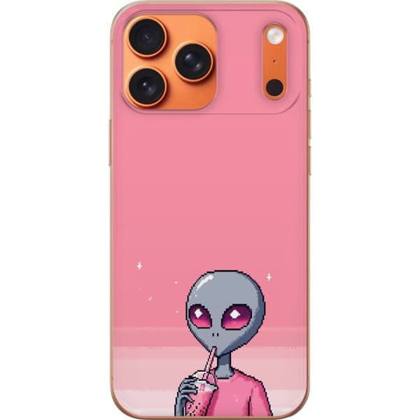 Kompatibelt Mobilskal till Apple iPhone 17 Pro Max Pixelalien med rosa dryck rosa