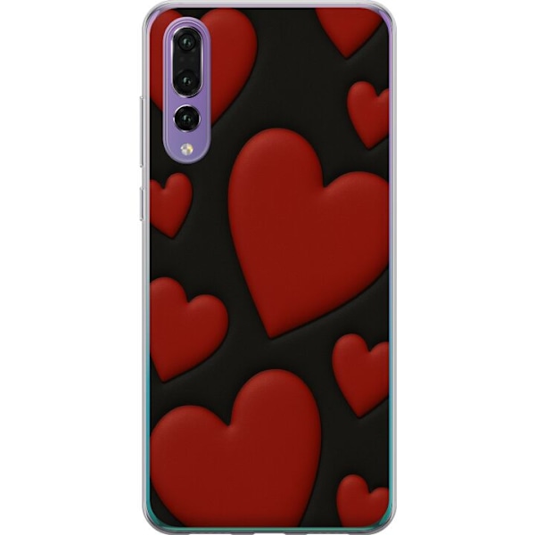 Huawei P20 Pro Läpinäkyvä kuori Punaiset Samettisydämet