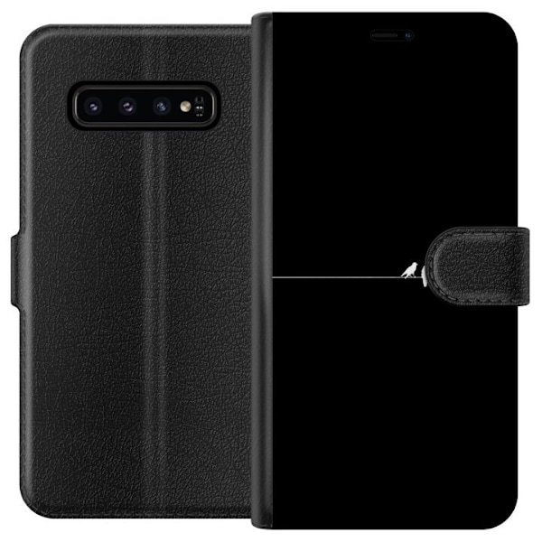 Samsung Galaxy S10 Lompakkokotelo Minimalistiset linnut musta
