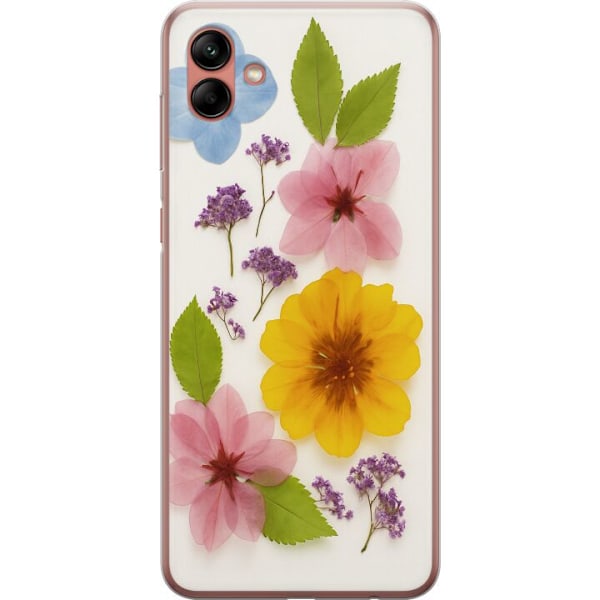 Samsung Galaxy A04 Genomskinligt Skal Pressade blommor
