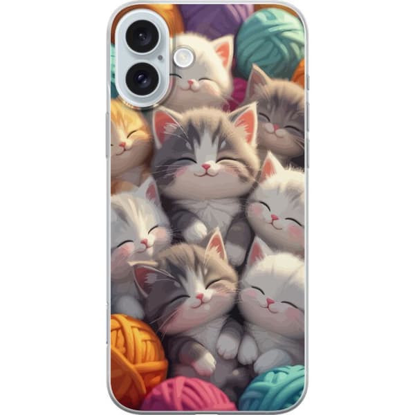 Kompatibelt Mobilskal till Apple iPhone 16 Plus Sovande kattungar beige