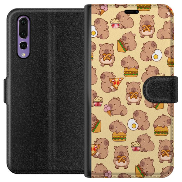 Huawei P20 Pro Tegnebogsetui Kawaii capybara mobilcover med flere søde figurer